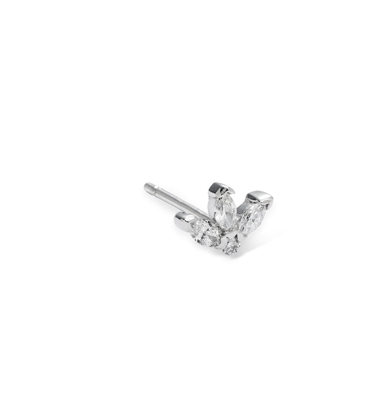 Boucle d’oreille fleur de lotus en or blanc et diamants