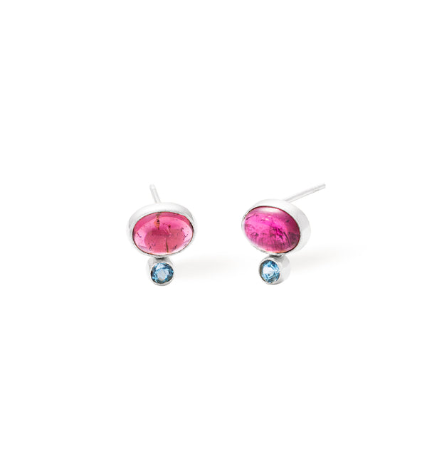 Bonbon Pink Tourmaline Silver earrings