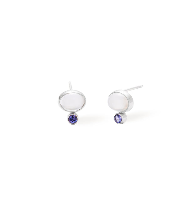 Bonbon White Moonstone Silver earrings