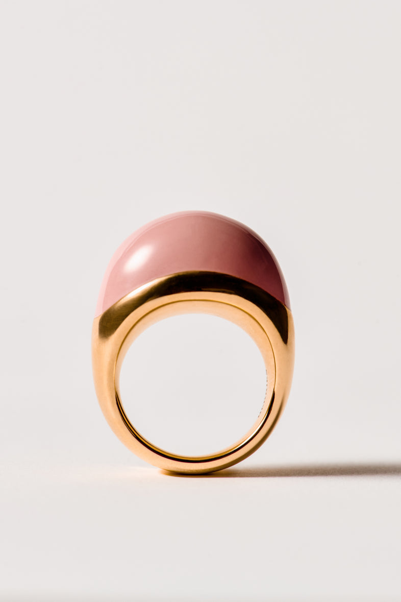  Large gold plated ring with pink enamel 3 