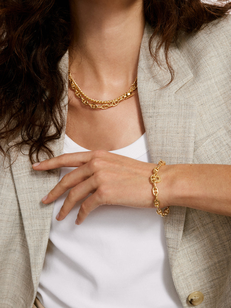  Gold-plated ankier bracelet with a tight weave Eternal VII 4 