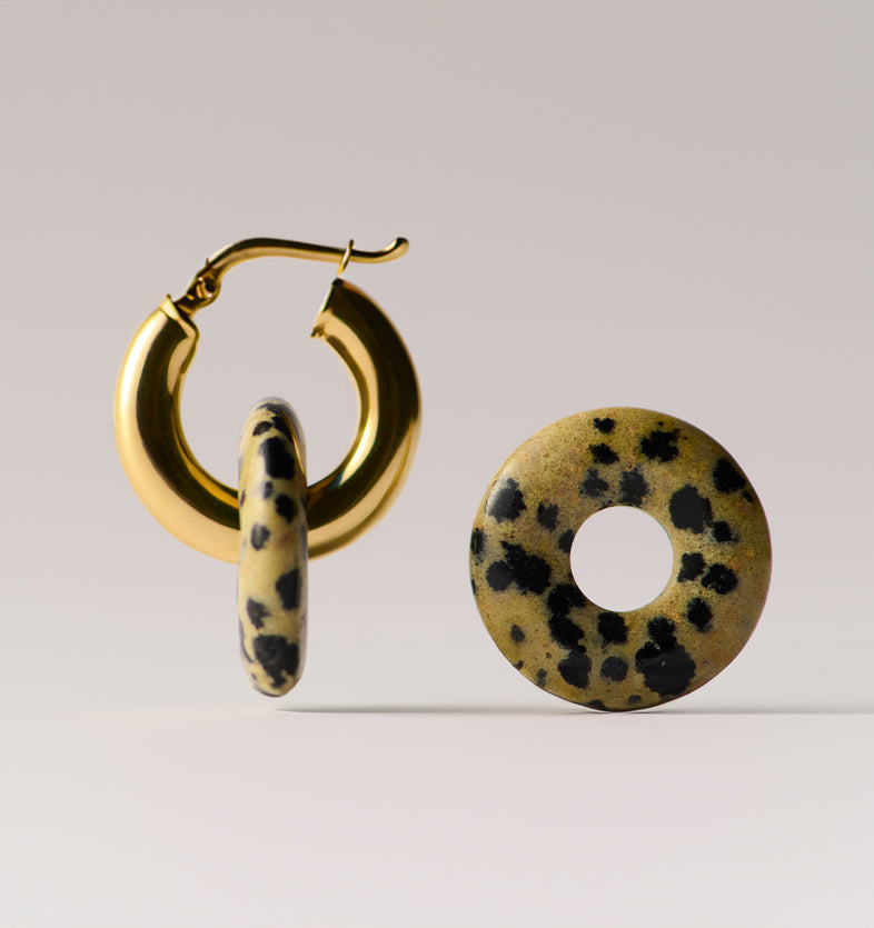   Pozłacane kolczyki z jaspisem dalmatyńskim 2 