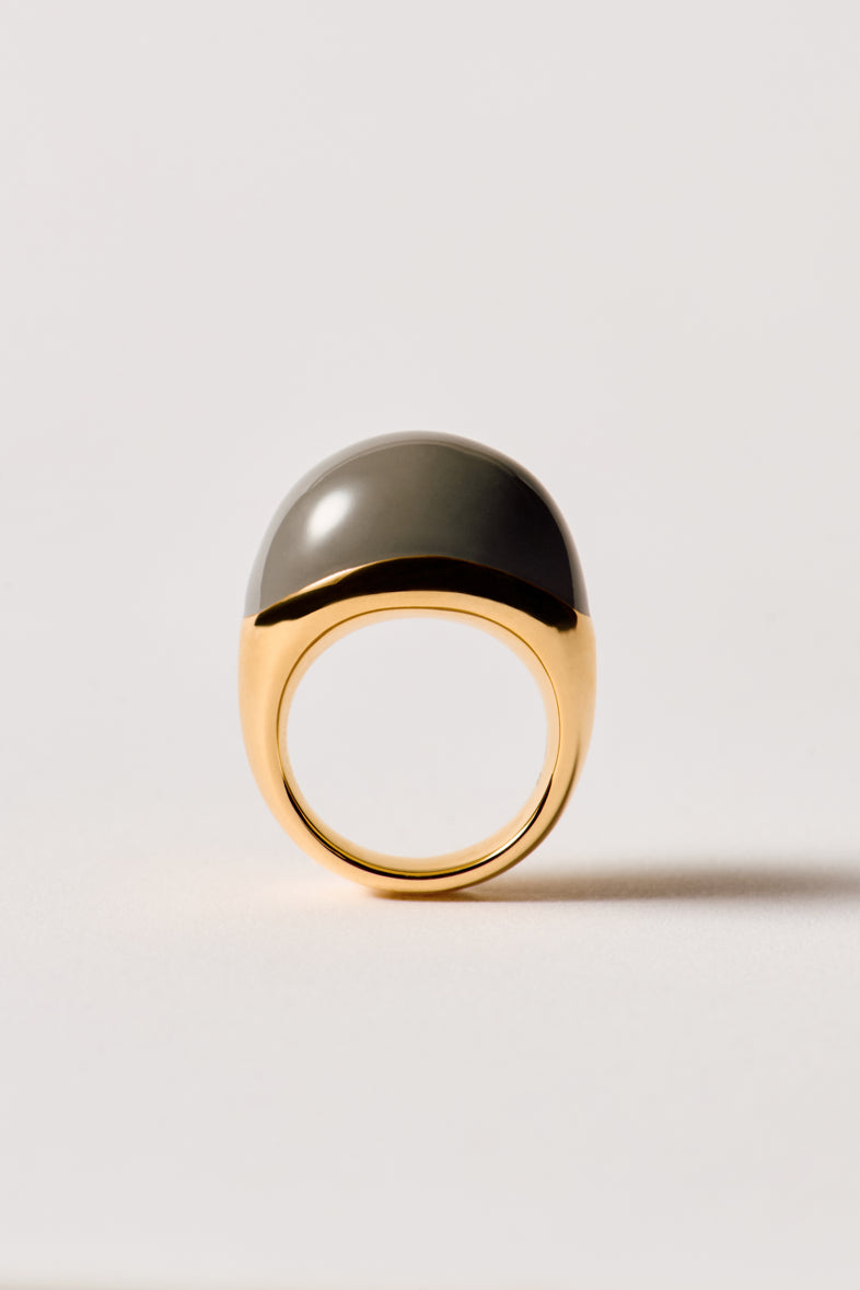  Large gold plated ring with grey enamel 2 