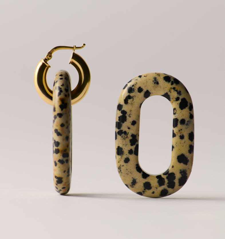  Pozłacane kolczyki koła z dużym Jaspisem 2 