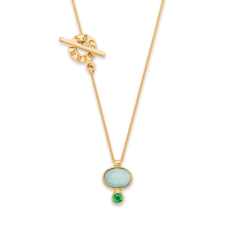  Gold-plated necklace with larimar stone 