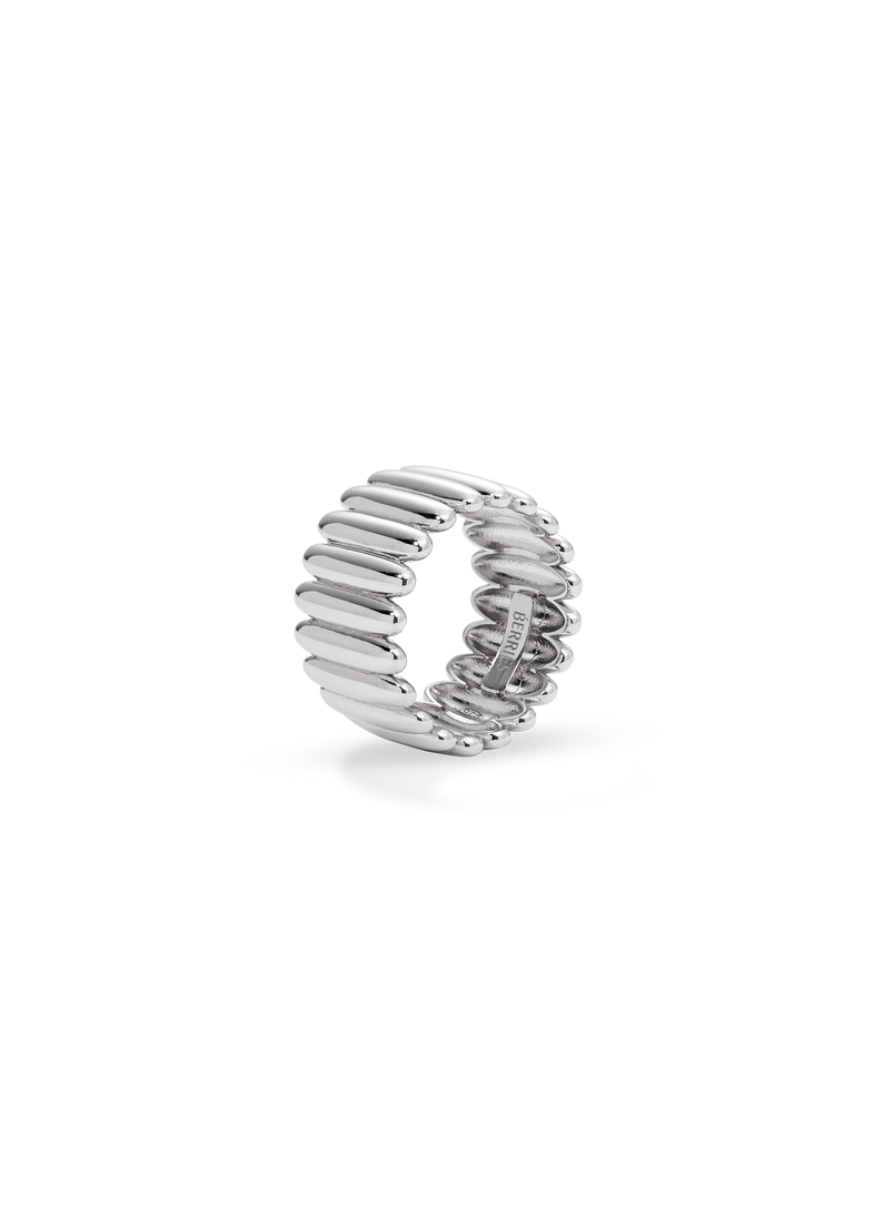  Wide silver hoop ring with grooves 