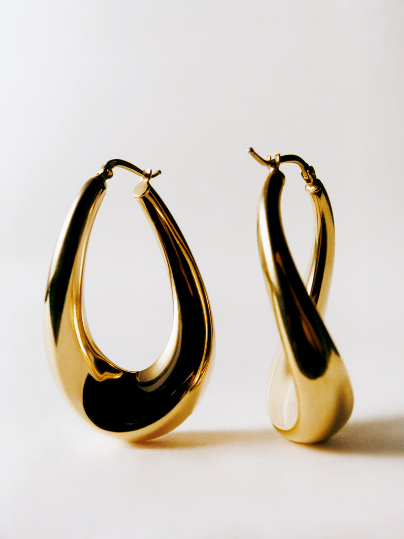  Gold-plated large teardrop earrings 2 