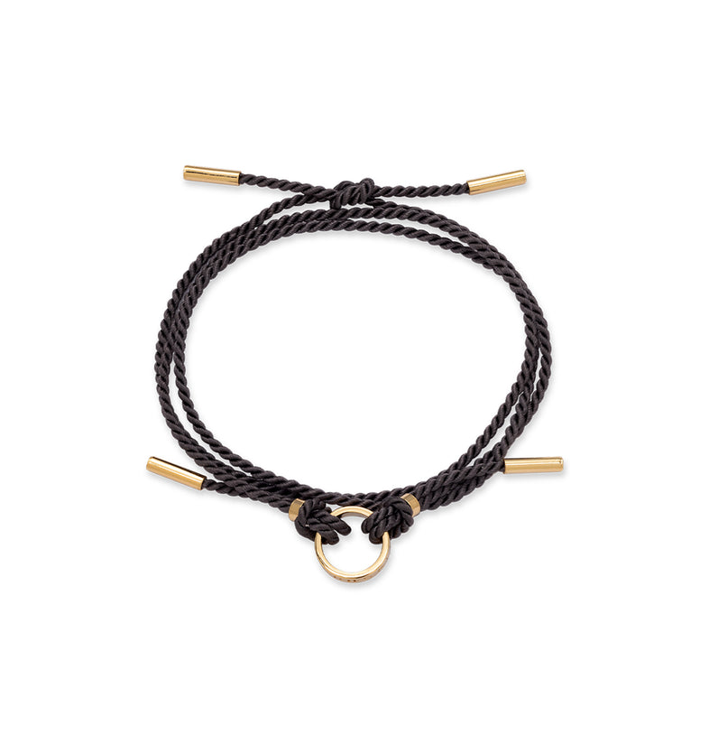  Gray string bracelet with a gold-plated rim  