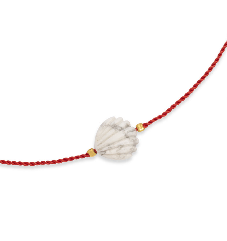  Bracelet on a red string with a white shell 2 
