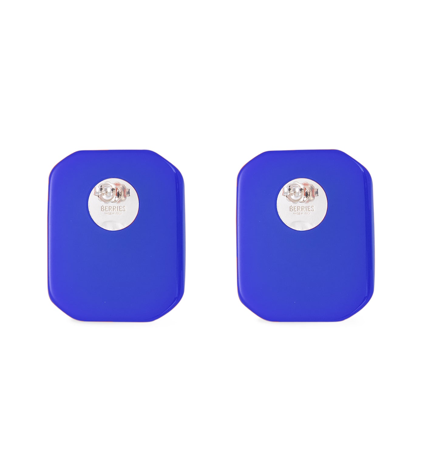 Large square cobalt resin earrings 2