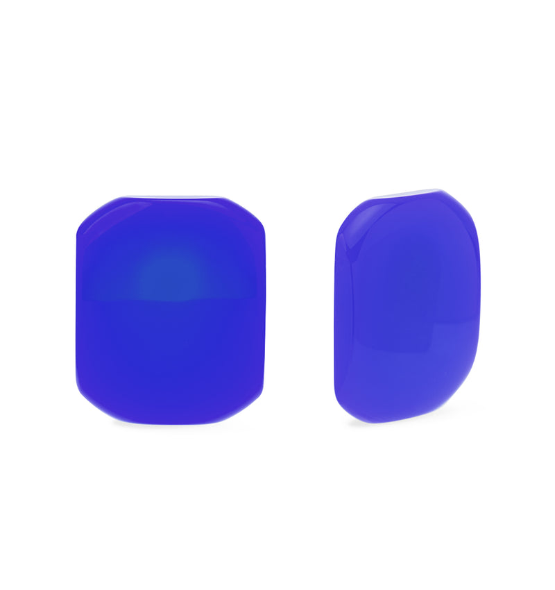 Large square cobalt resin earrings