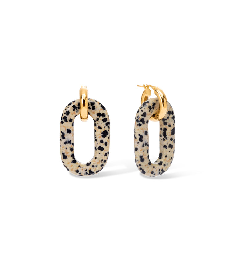  Gold plated hoop earrings with large jasper 