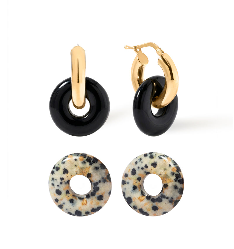 Gold-plated earrings with interchangeable stones