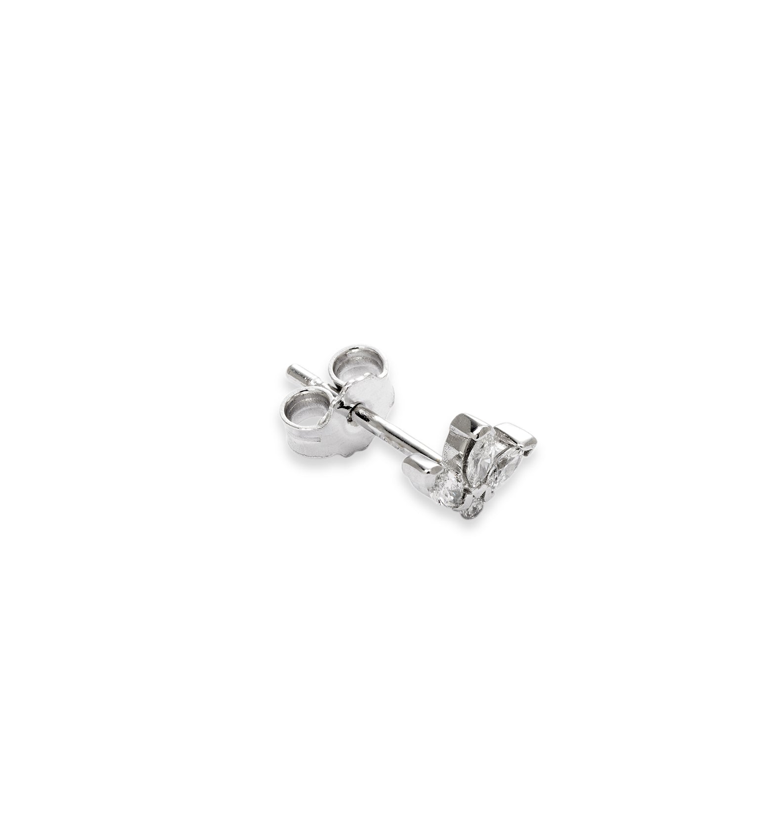 Boucle d’oreille fleur de lotus en or blanc et diamants 3