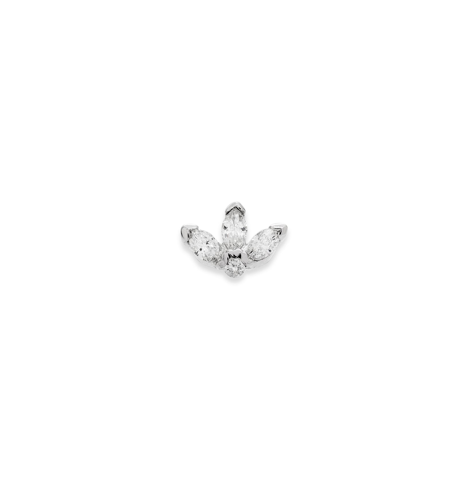 Boucle d’oreille fleur de lotus en or blanc et diamants 2