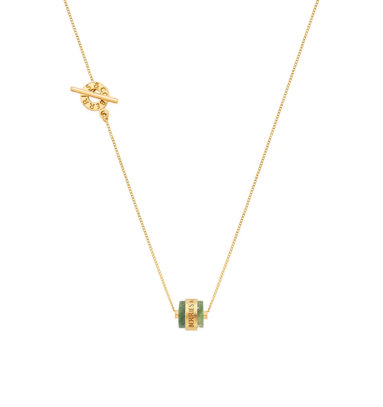  Gold-plated hoop necklace with green quartz 