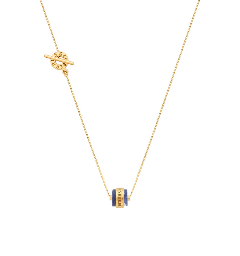  Gold-plated hoop necklace with sodalite 