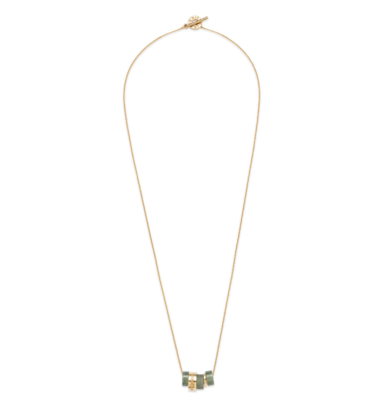  Gold-plated necklace with green quartz pendants 2 