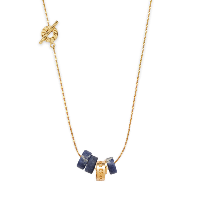  Gold-plated necklace with sodalite pendants 