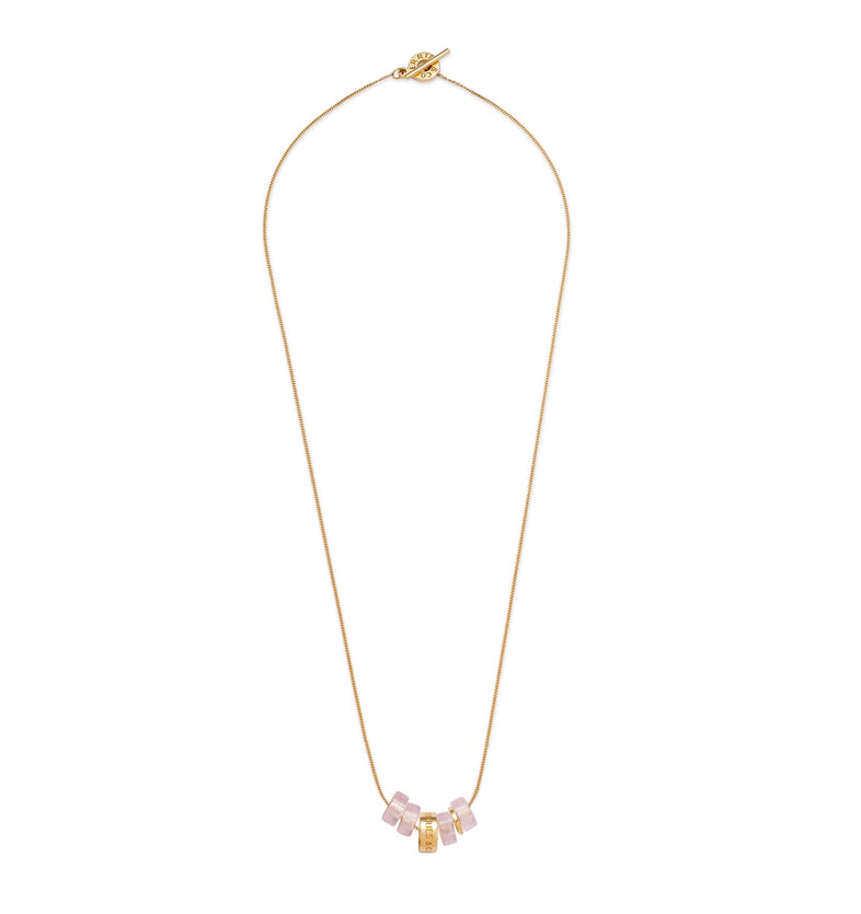  Gold-plated necklace with rose quartz pendants 2 