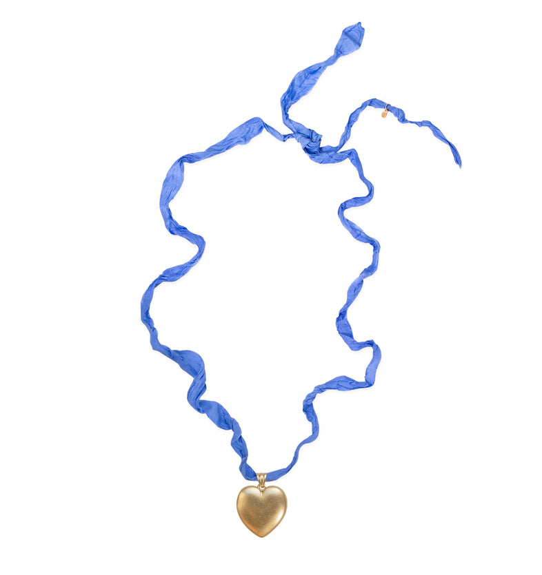  Necklace with a heart on a blue ribbon 2 
