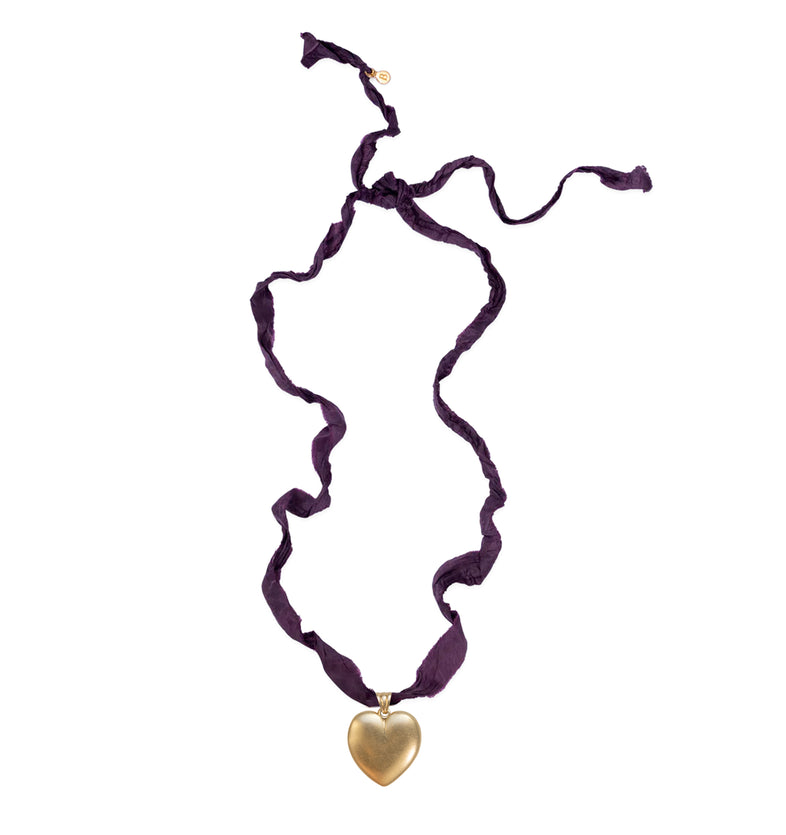  Necklace with a heart on a dark burgundy ribbon 2 