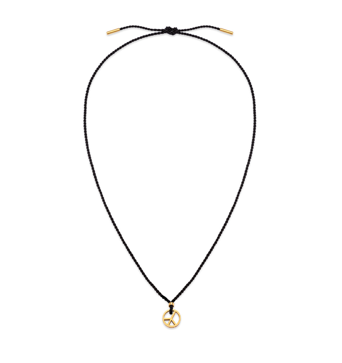 Collier en fil noir avec signe de paix plaqué or 2