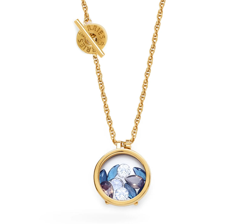  Pozłacany naszyjnik z topazem London Blue na grubszym łańcuszku 