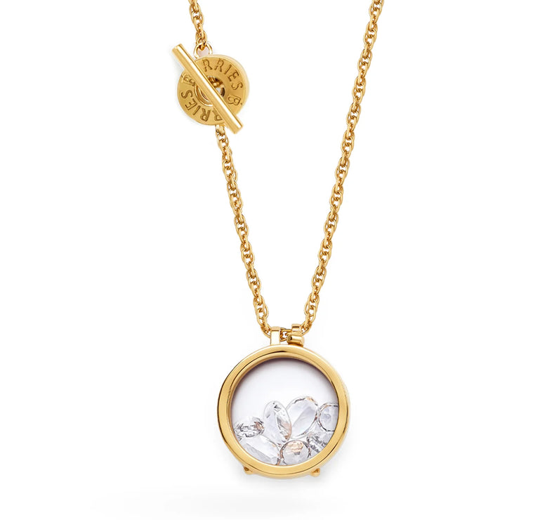  Pozłacany naszyjnik z białym topazem i kryształem górskim na skręconym łańcuszku 