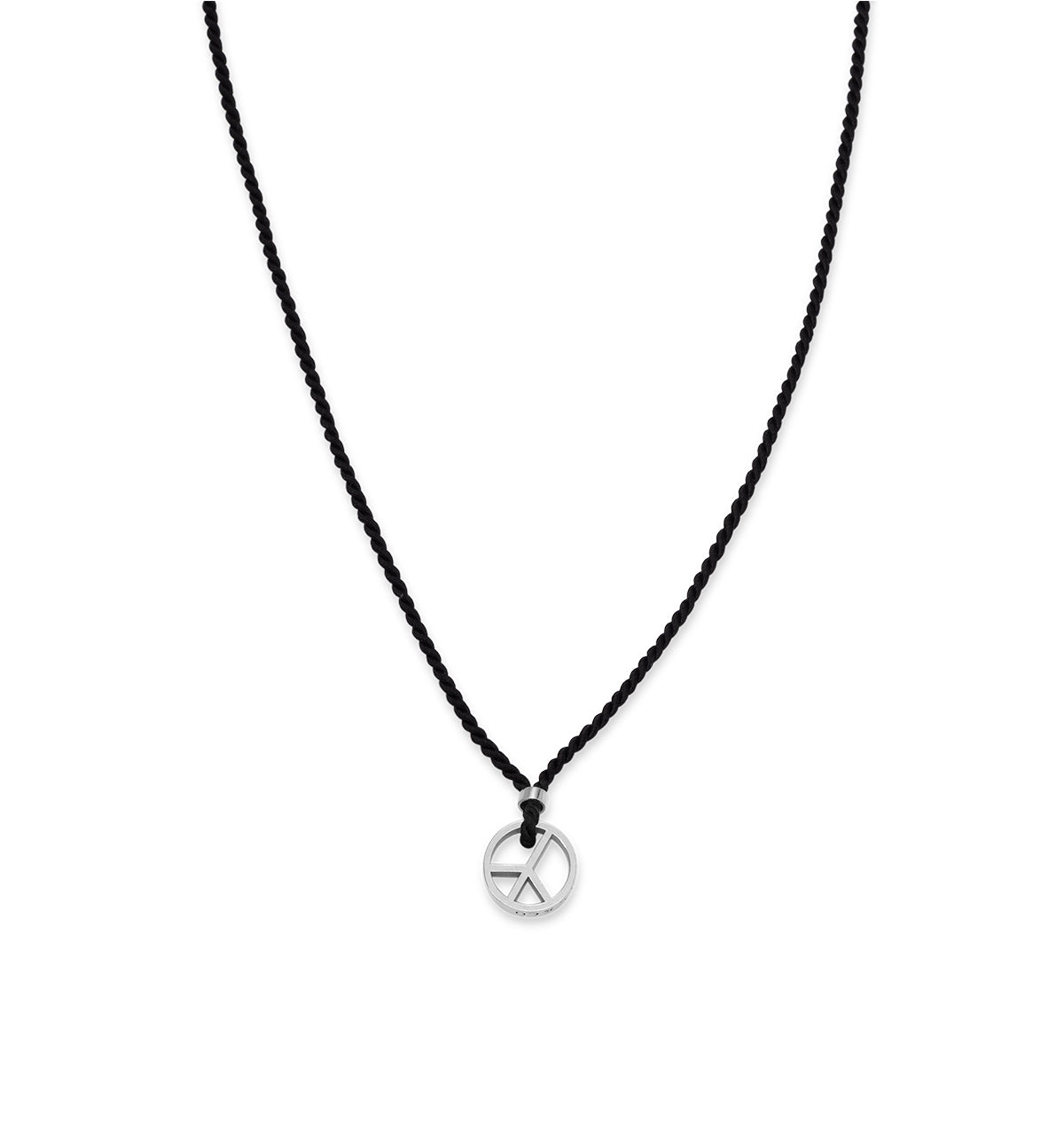 Collier en fil noir avec signe de paix en argent 4