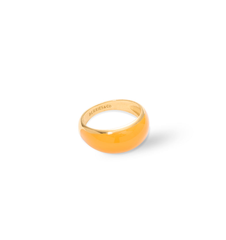  Gold-plated ring with peach enamel  