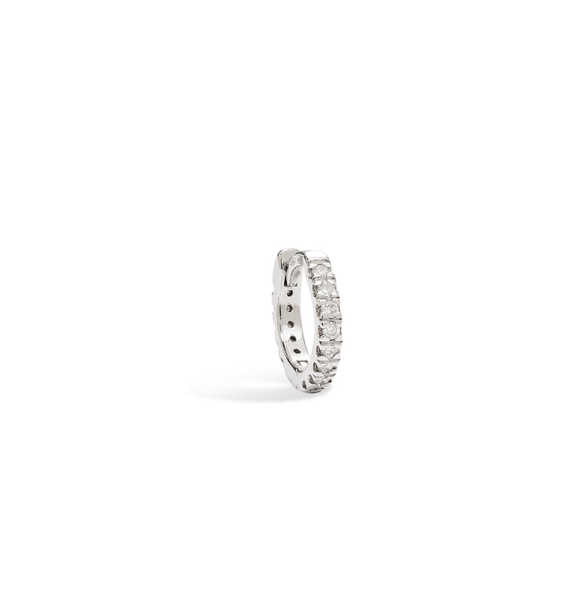 Single White Gold Diamond Hoop Earring
