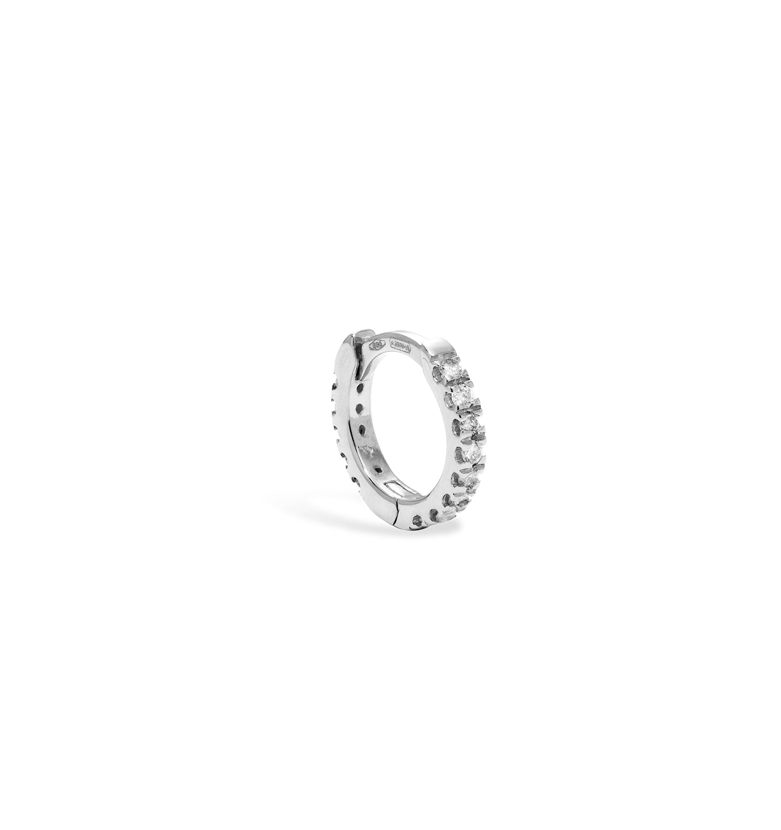 Single White Gold Diamond Hoop Earring 2