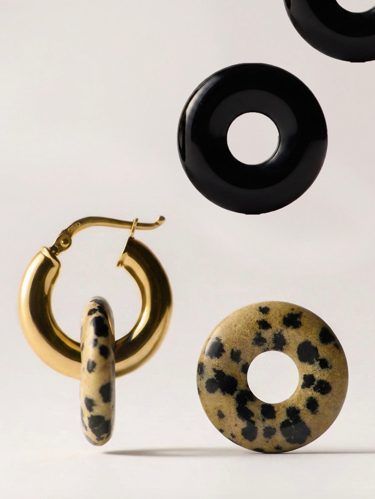 Gold-plated earrings with interchangeable stones 1