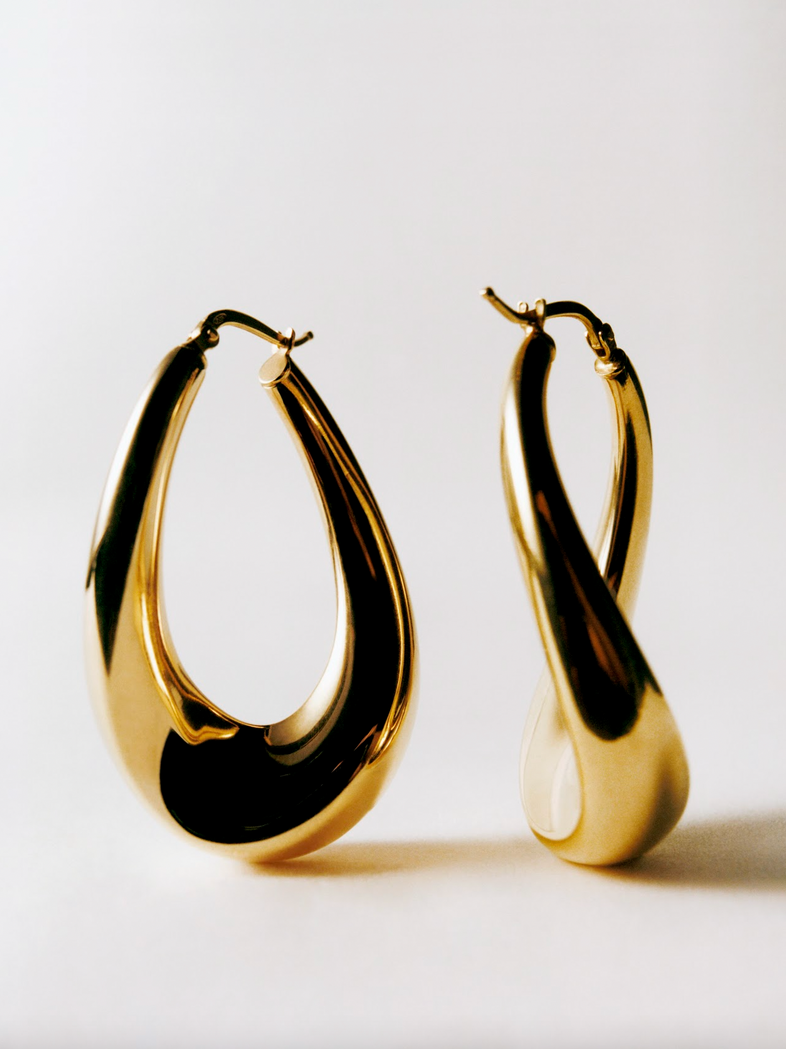  Gold-plated large teardrop earrings 