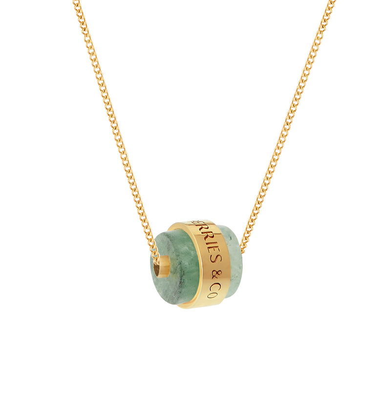  Gold-plated hoop necklace with green quartz 2 