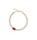 Cream anklet with gold-plated details