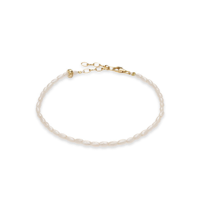 Cream beaded anklet 2