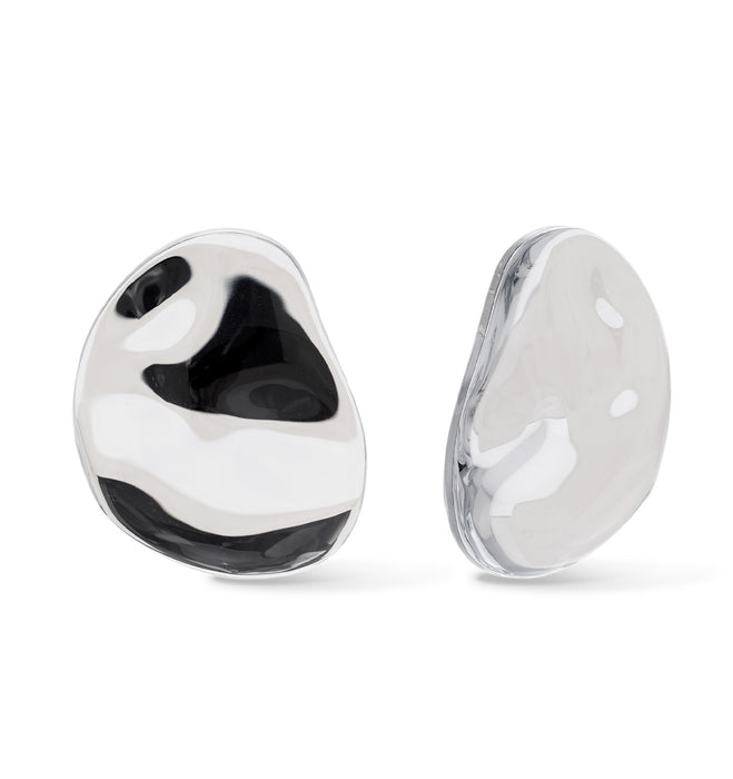 Duże, lustrzane kolczyki z żywicy Oyster o obłej, zakrzywionej formie