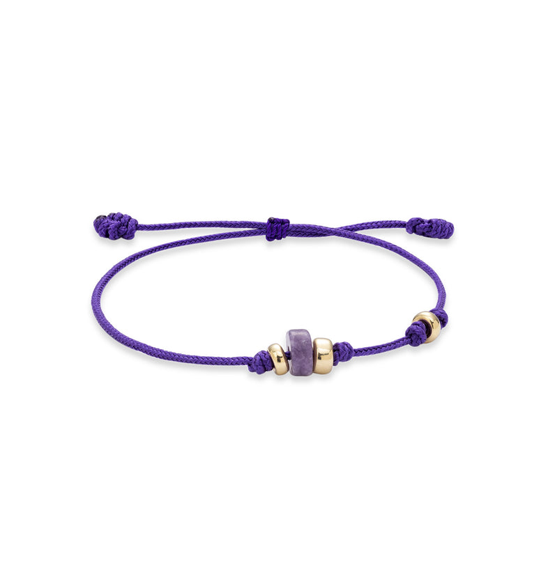 Fioletowa bransoletka na sznurku z lepidolitem 