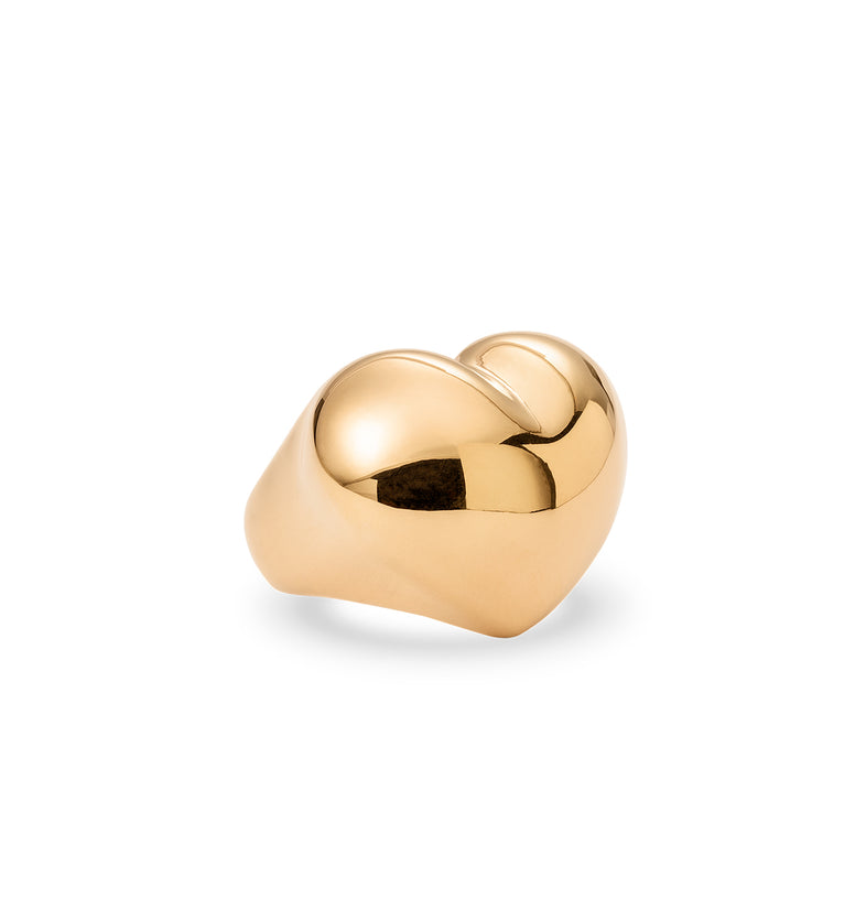  Large gold plated heart-shaped ring 