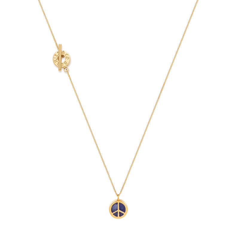  A fine gold-plated necklace with the peace symbol and sodalite 3 