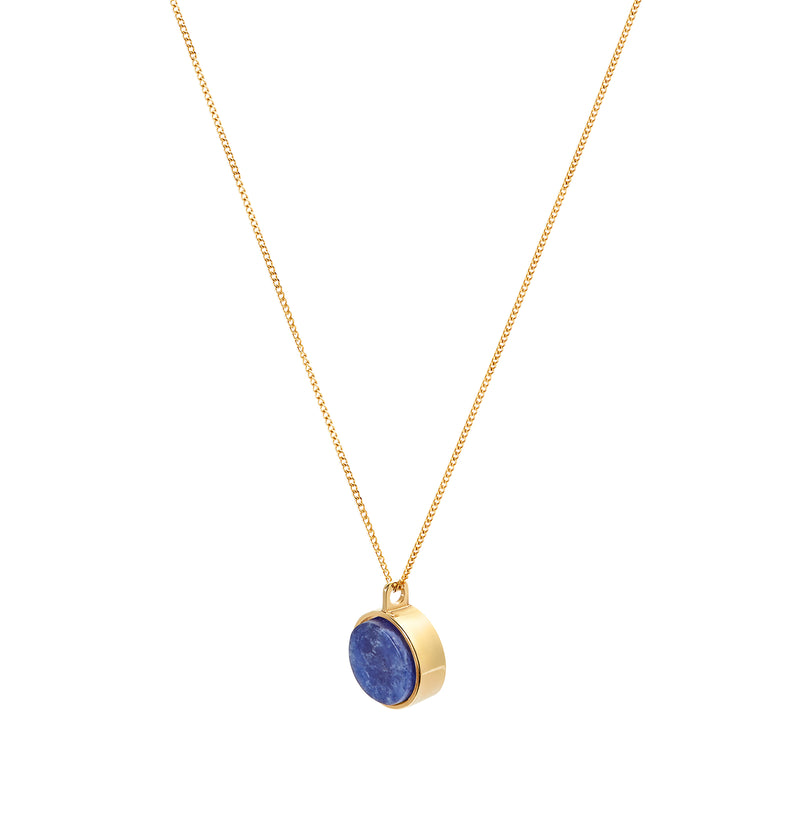  A fine gold-plated necklace with the peace symbol and sodalite 2 