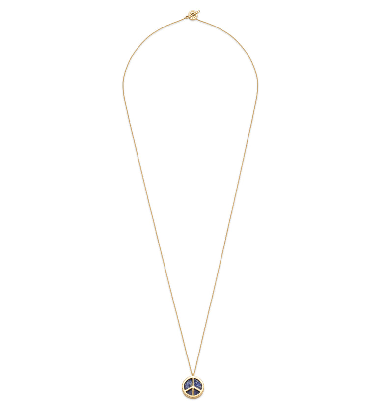  Gold-plated necklace with the peace symbol and sodalite  6 