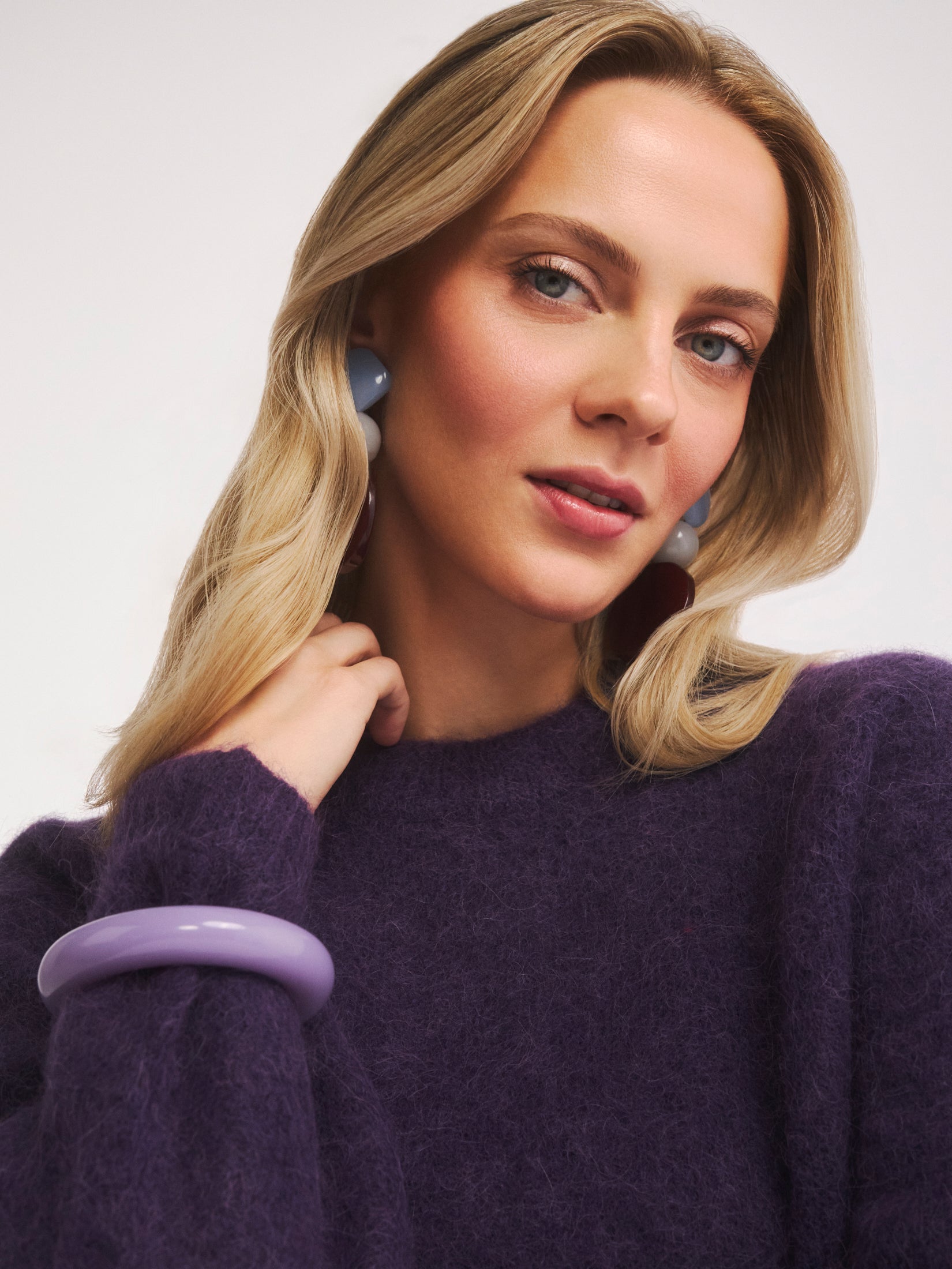 Lawendowa otwarta bransoletka z żywicy Bangle Ring | Berries