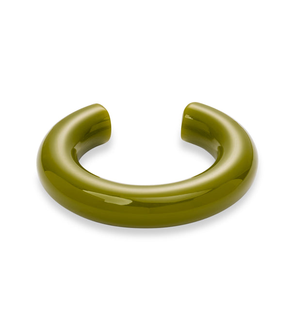 Otwarta owalna bransoletka bangle z zielonej żywicy Bangle Ring