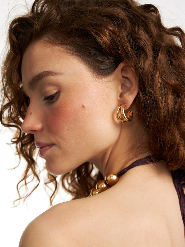 Double Loops Earrings Gold-plated
