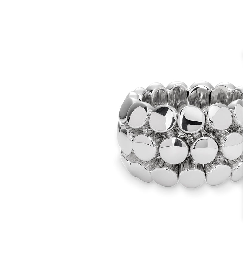  Wide silver modular bracelet with hoops  2 