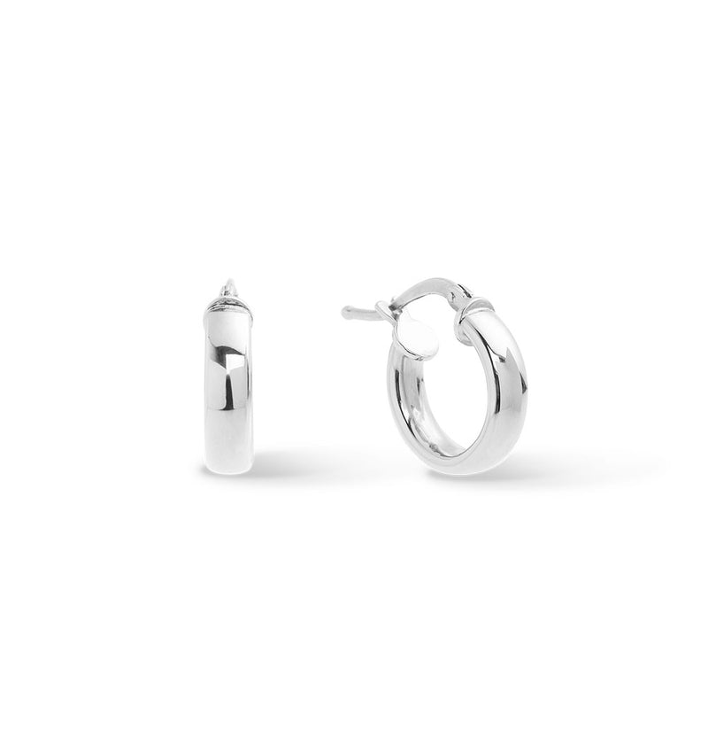 Small polished silver hoop earrings