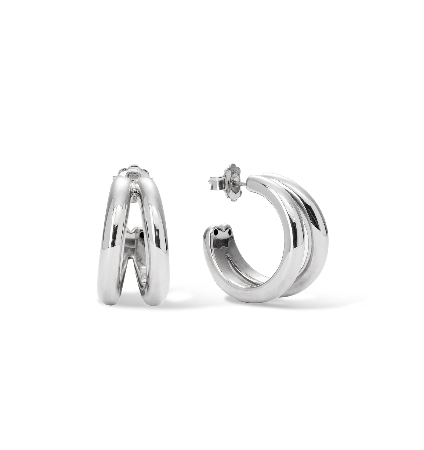 Double Loops Silver Earrings